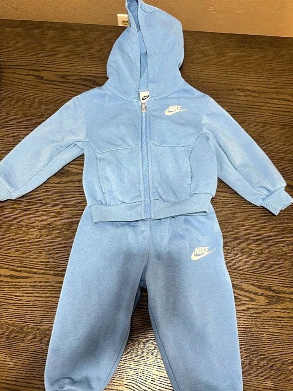 Nike Baby Essentials Hooded Coverall Blue Tracksuit Set 24M